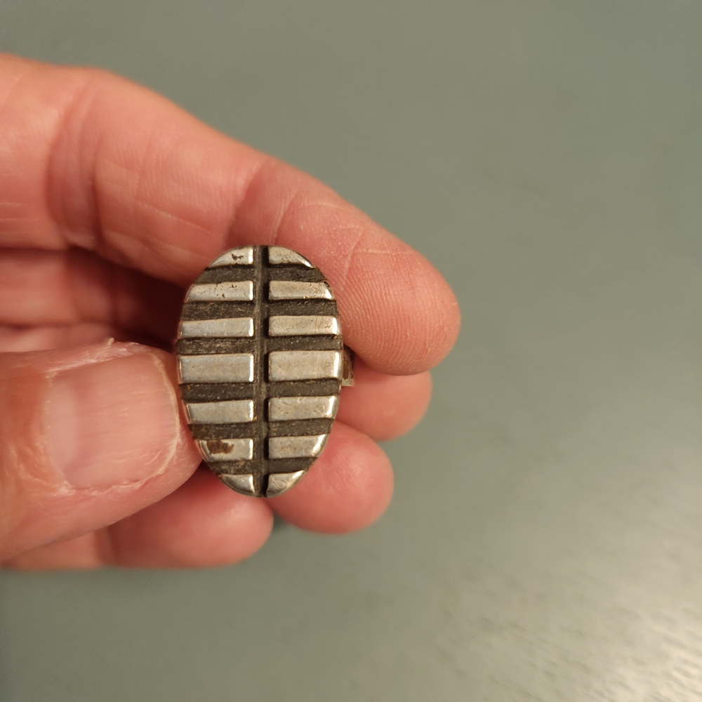 Vintage Henry Steig Modernist Rare Sterling Silver Grid Ring. - Picture 2 of 10
